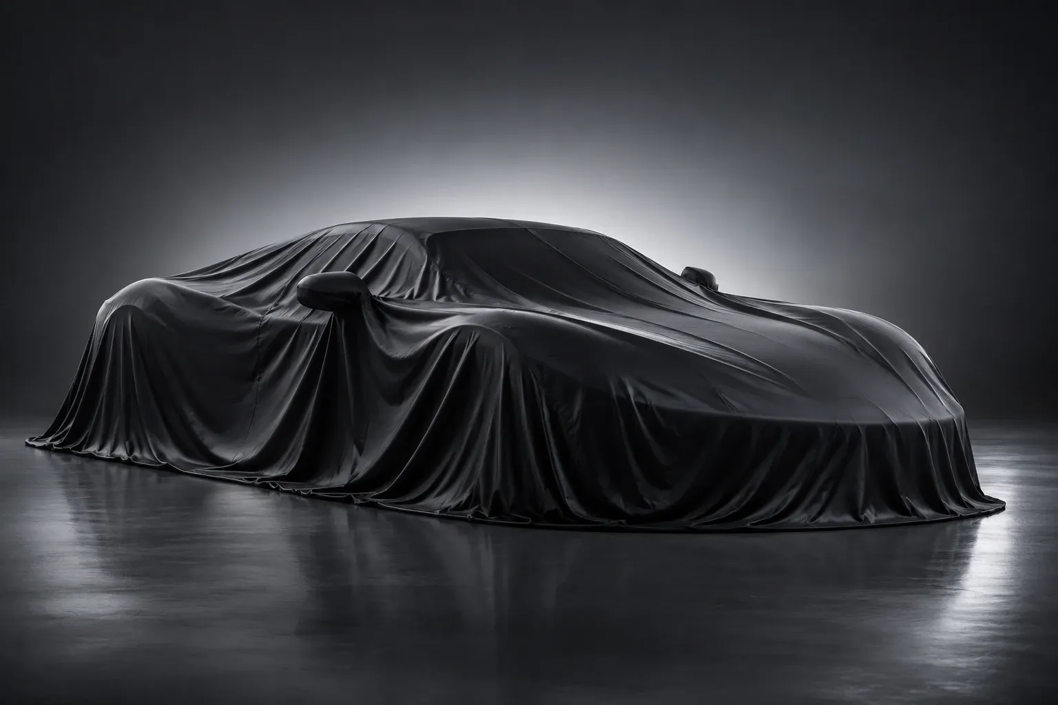 Placeholder image of a covered supercar, not a photo of this car