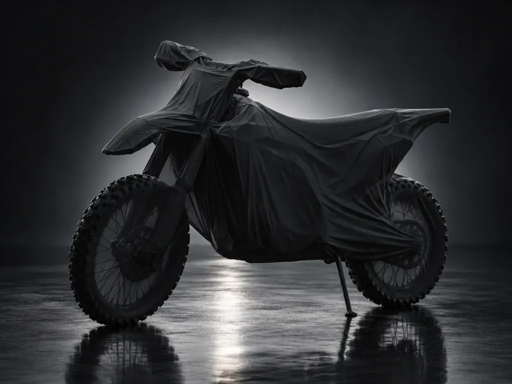 Placeholder image of a covered dirt bike, not a photo of this dirt bike