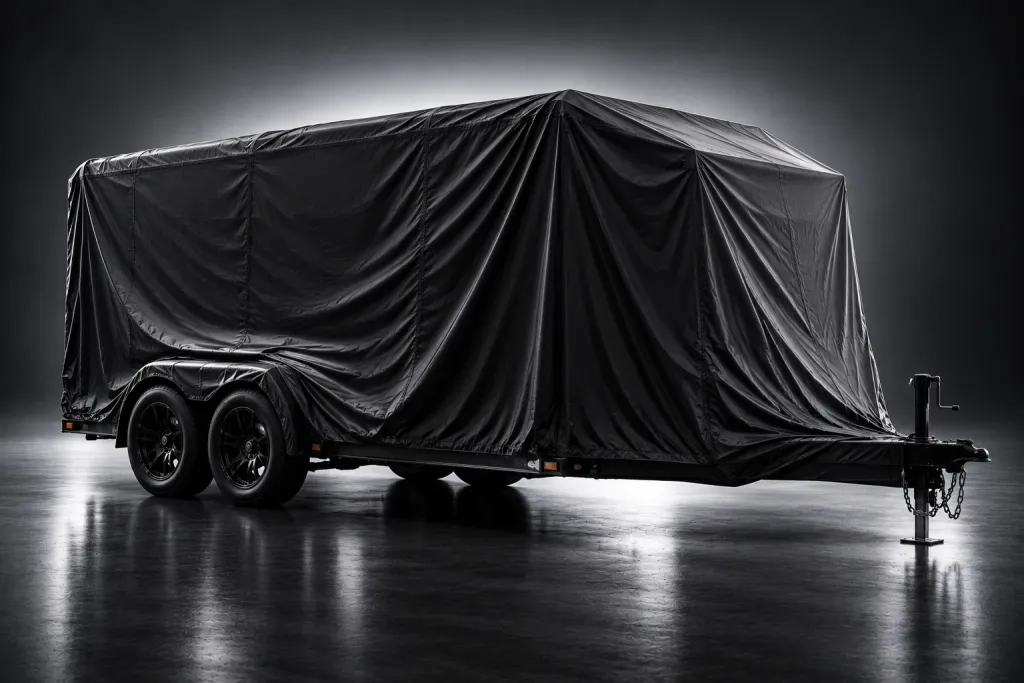 Placeholder image of a covered enclosed trailer, not a photo of this trailer